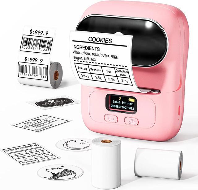 Label Maker, Portable Label Printer, Phomemo M110 Bluetooth Wireless Label  Printer, Thermal Label Maker for Ingredient,Logo, Address, Jewelry,  Mailing, Barcode,for iOS & Android, (3 Labels Set)-Pink 