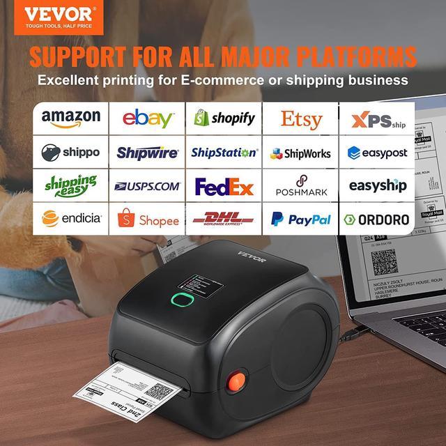 VEVOR Bluetooth 300DPI Thermal Label Printer, 4x6 Shipping Label Printer,  Automatic Label Recognition, Support  Windows/MacOS/Linux/Chromebook/Android/iOS, Compatible w/, ,  ,etc : Office Products 