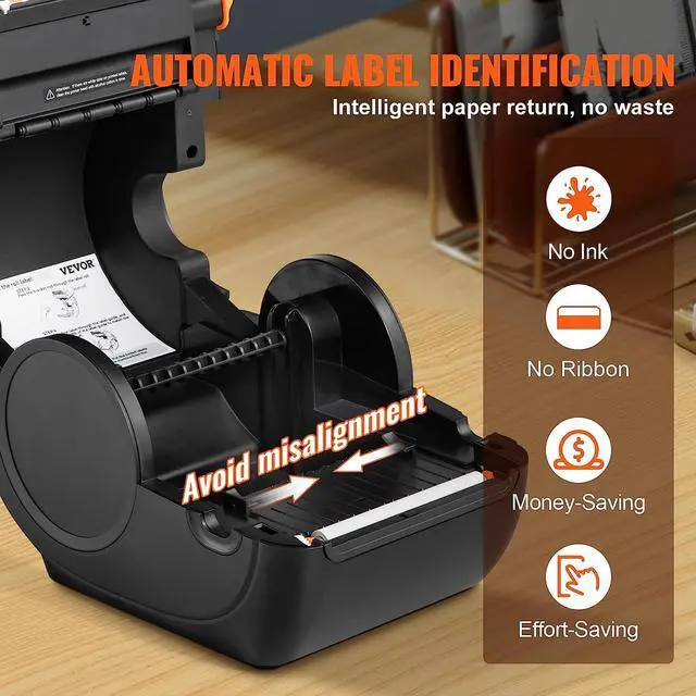 Alt view image 5 of 7 - VEVOR Bluetooth 300DPI Thermal Label Printer, 4x6 Shipping Label Printer, Automatic Label Recognition, Support Windows/MacOS/Linux/Chromebook/Android/iOS, Compatible w/, Ebay, Etsy,etc