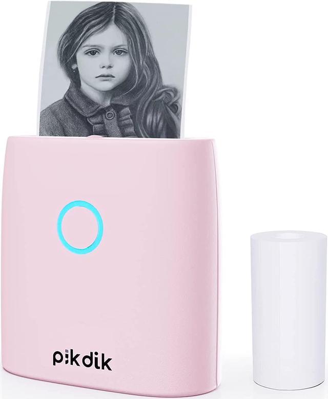 PikDik Mini Pocket Sticker Printer - PD-Q2 Portable Bluetooth Inkless  Printer Machine 300 DPI Compatible with Android & iOS for 2 Inch Work  List,Photo,Receipt,Children DIY,QR Code,Pink 