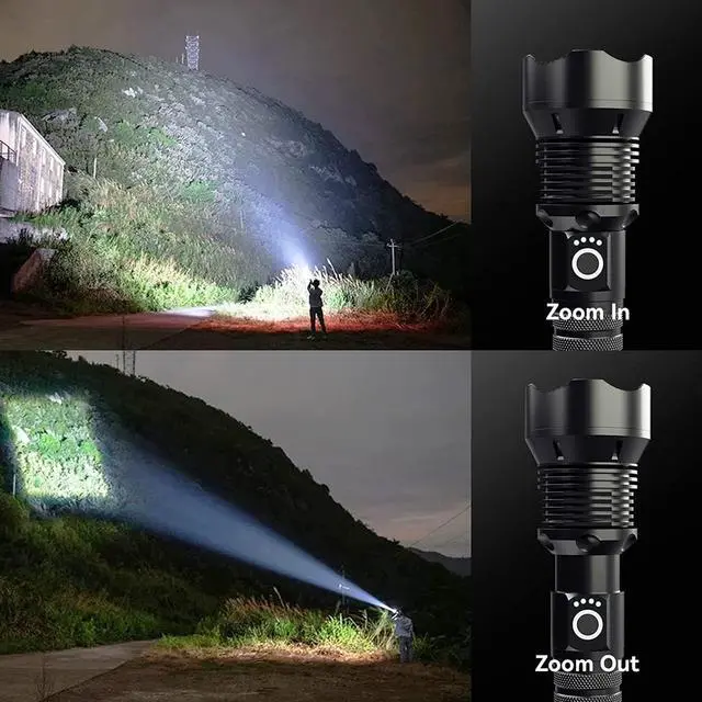 Alt view image 4 of 7 - Alicegirl Rechargeable High Lumen Flashlight, 200000 Lumens Super Bright Led Flashlights with 5 Modes & 10000 mAh High Capacity, Zoomable Waterproof Handheld Flash Light for Camping Emergencies