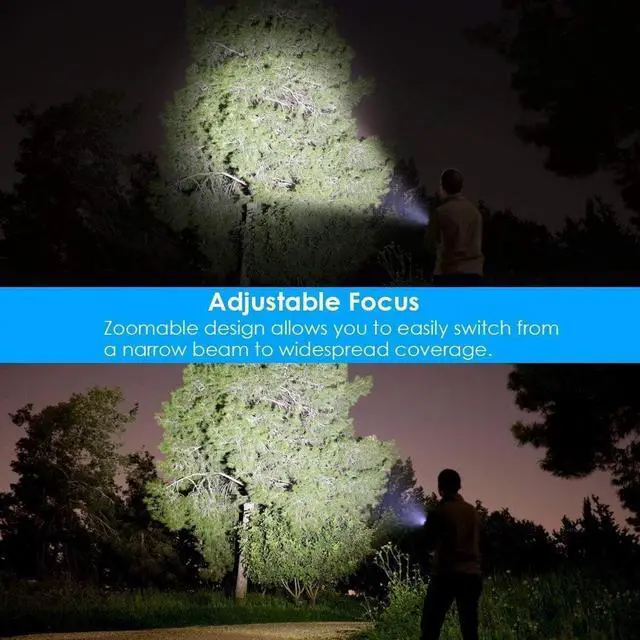 Alt view image 5 of 7 - LED Tactical Flashlight Rechargeable IPX6 Waterproof Flashlight 2000lm Super Bright LED Zoomable Pocket-Size Small LED Flashlight for Hiking Camping Emergency