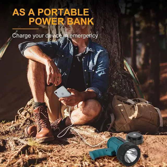 Alt view image 7 of 7 - YIERBLUE Rechargeable Spotlight Flashlight with 2000000 High Lumen LED, IP67 Waterproof Long Running Spot Light searchlight, Impact Resistant Handheld Spotlight with Foldable Stand Red Lens