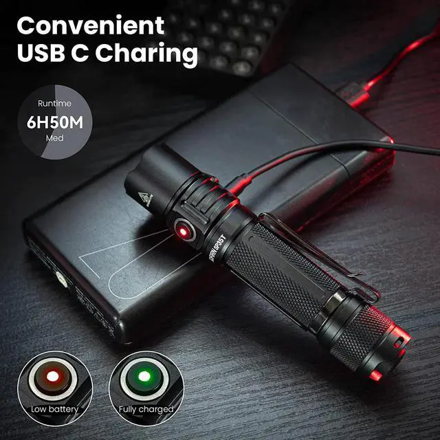 Alt view image 6 of 7 - sofirn SP35T Tactical Flashlight, 3800 Lumens Super Bright Pocket LED Flashlight Rechargeable with Dual Switch, IPX8 Water Resistance, EDC Flashlight for Camping, Hiking, Emergency