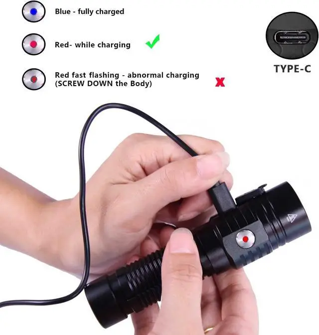 Alt view image 4 of 7 - soonfire E15 2000 Lumens Led Super Bright Flashlight, Compact High Lumens Light, Powered by Pre-Installed Rechargeable Battery for Emergency, EDC and Searching