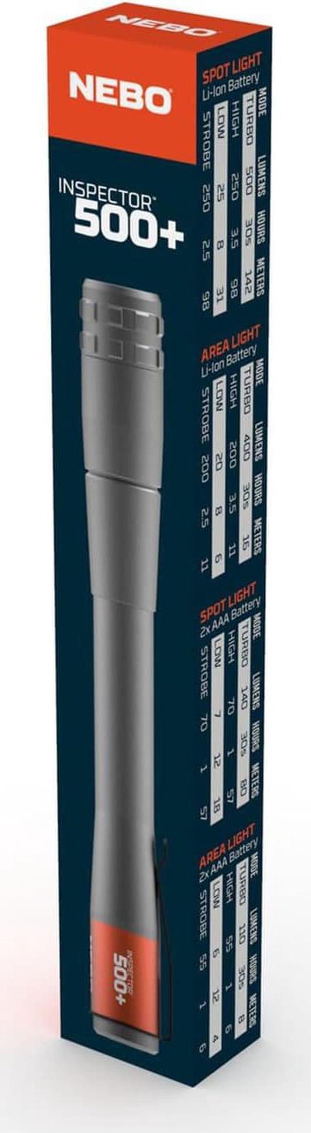 Alt view image 2 of 5 - NEBO Inspector 500+ Pen Light, 500 Lumen LED Rechargeable Pocket Size Pen Flashlight with Steel Pocket Clip, USB Charging Cable, IPX7 Waterproof, and Magnetic Base, Gunmetal Gray