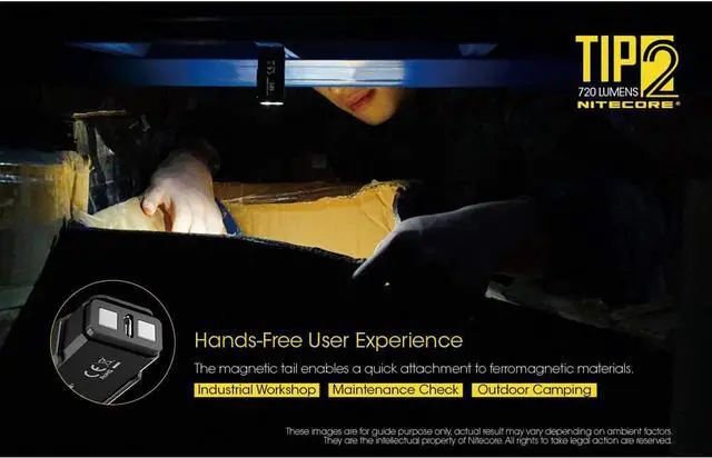 Alt view image 4 of 7 - Nitecore TIP 2 (TIP2) Keychain Flashlight, 720 Lumen LED High Lumen USB Rechargeable for EDC Pocket with LumenTac Charging Cable
