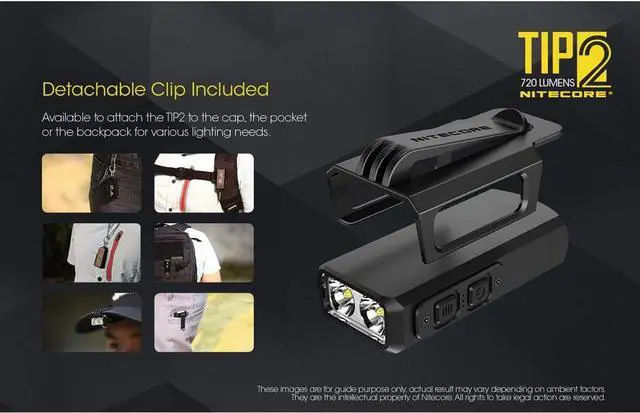 Alt view image 5 of 7 - Nitecore TIP 2 (TIP2) Keychain Flashlight, 720 Lumen LED High Lumen USB Rechargeable for EDC Pocket with LumenTac Charging Cable