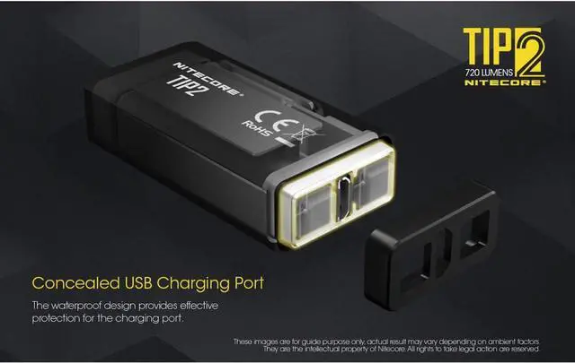 Alt view image 7 of 7 - Nitecore TIP 2 (TIP2) Keychain Flashlight, 720 Lumen LED High Lumen USB Rechargeable for EDC Pocket with LumenTac Charging Cable