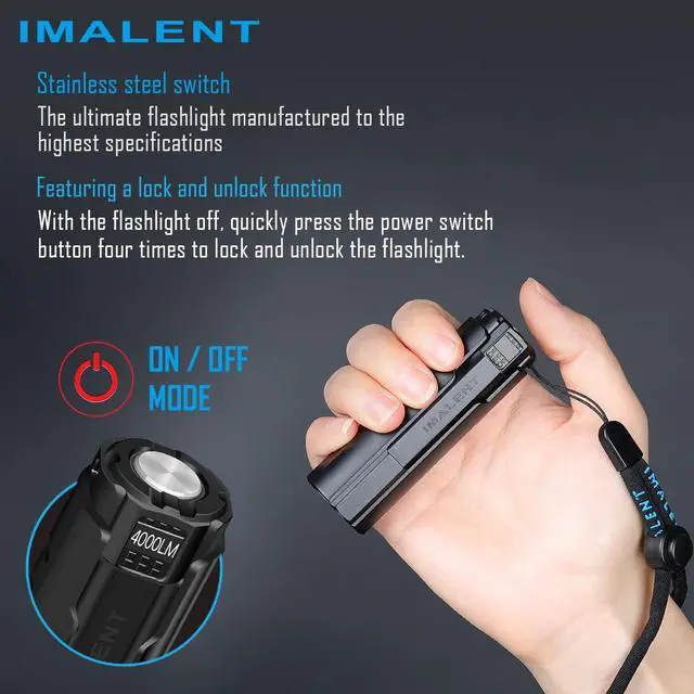 Alt view image 4 of 7 - IMALENT LD70 EDC Flashlight Led Rechargeable Torch, Powerful Flashlight 4000 Lumens with CREE XHP70.2 LED, Super Bright Handlight for Camping and Hiking (Black)