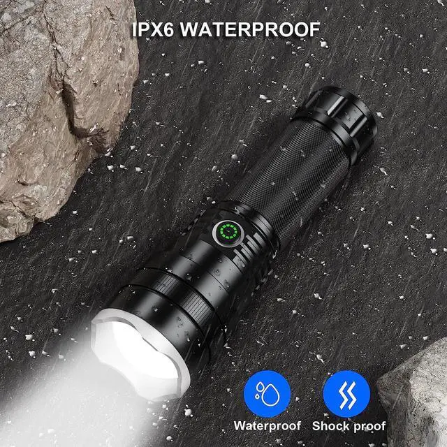 Alt view image 7 of 7 - lemihui Rechargeable Flashlights High Lumens, 120000 Lumens Super Bright Led Flashlight with 4 Modes, Waterproof Powerful Handheld Flash Light for Camping Hiking(2 Pack)