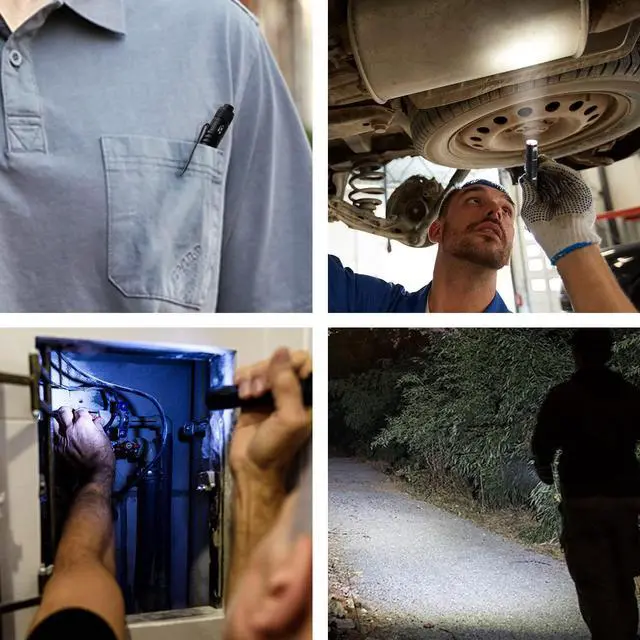 Alt view image 5 of 6 - Rechargeable Pen Light Flashlight 300 Lumens 3 Lighting Modes Handheld Pocket Small Flashlights with Clip, Zoomable Waterproof Perfect for Emergency, Inspection, Repair, Camping