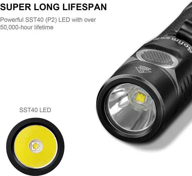 Alt view image 3 of 7 - sofirn SC31 Pro Rechargeable EDC Flashlight, Super Bright 2000 Lumens Pocket Flashlight with SST40 6500K LED, Andruril 2 UI, Water Resistant LED Light with Diffuser Magnetic Tail Cap, for Camping