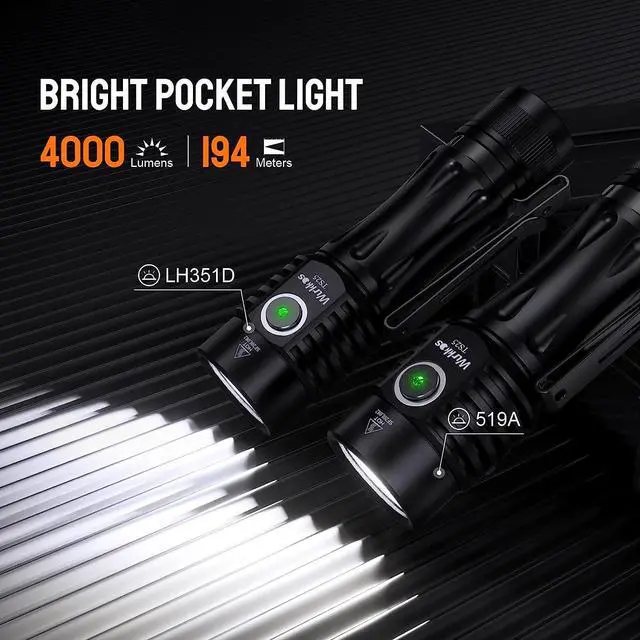 Alt view image 7 of 7 - wurkkos EDC Rechargeable Flashlights TS25 4000lm Flashlights High Lumens 4 * 519A LED Flashlight RGB Flashlight with Anduril 2.0 Pocket Flashlights Small Flashlights for Hiking(519A)