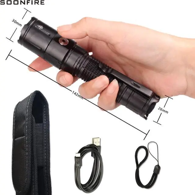 Alt view image 3 of 7 - soonfire DS35 Ultra-Bright LED Flashlight, High Lumens Tactical Flashlight, 360 Yard Throw for Tactical Flashlight Law Enforcement, Hiking, Camping, and Hunting