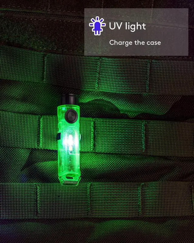 Alt view image 2 of 7 - RovyVon A5 G4 EDC Keychain Flashlight USB-C Charging, 420 High Lumens Small Flashlights with Magnetic Clip and Base, Fluorescent Green, 365nm/White Sidelights