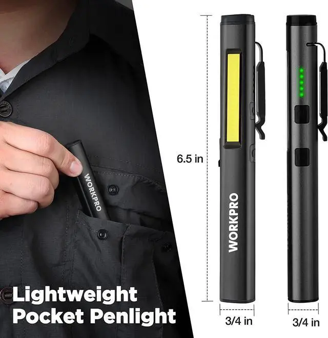 Alt view image 5 of 6 - Flashlight Pen Light Rechargeable Penlight with 365 nm UV Black Light 450 Lumen LED Mini Pocket Flashlight Great Gifts