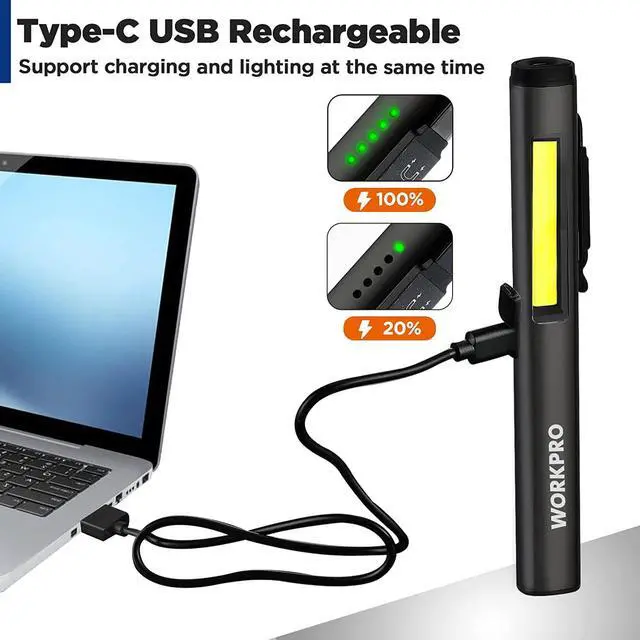 Alt view image 6 of 6 - Flashlight Pen Light Rechargeable Penlight with 365 nm UV Black Light 450 Lumen LED Mini Pocket Flashlight Great Gifts