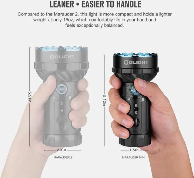 Alt view image 3 of 7 - OLIGHT Marauder Mini Rechargeable Flashlight, 7,000 Lumens Brightest Flashlights with 600 Meters Beam Distance Spotlight, MCC3 Magnetic Charging Handheld Lights for Outdoors, Hunting, and Searching