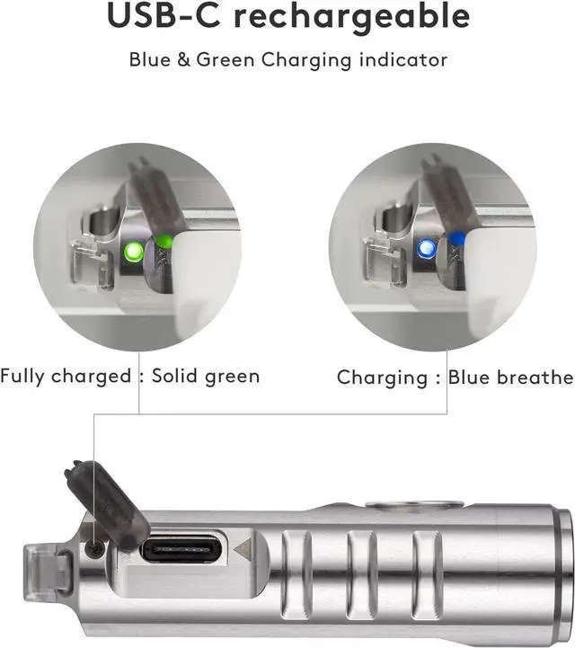 Alt view image 4 of 7 - RovyVon Aurora A2 G4 Bright Keychain Flashlight 650 Lumens, USB C Rechargeable EDC Flash Light, IPX6 Waterproof Pocket Flashlight with Magnetic Clip & Lockout Feature Momentary On for Daily Carry Use