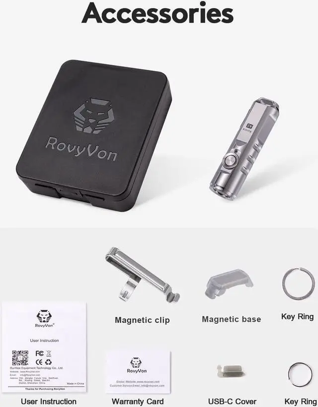 Alt view image 7 of 7 - RovyVon Aurora A2 G4 Bright Keychain Flashlight 650 Lumens, USB C Rechargeable EDC Flash Light, IPX6 Waterproof Pocket Flashlight with Magnetic Clip & Lockout Feature Momentary On for Daily Carry Use