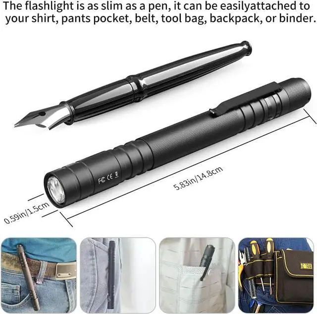 Alt view image 4 of 5 - 270 Lumens LED Pen Light, Zoomable Penlight Flashlight, Pocket Size Clip Flashlight Small Mini Handheld Slim Flashlight for Nurse, Medical, Inspection, Repair, Engineer, Doctor