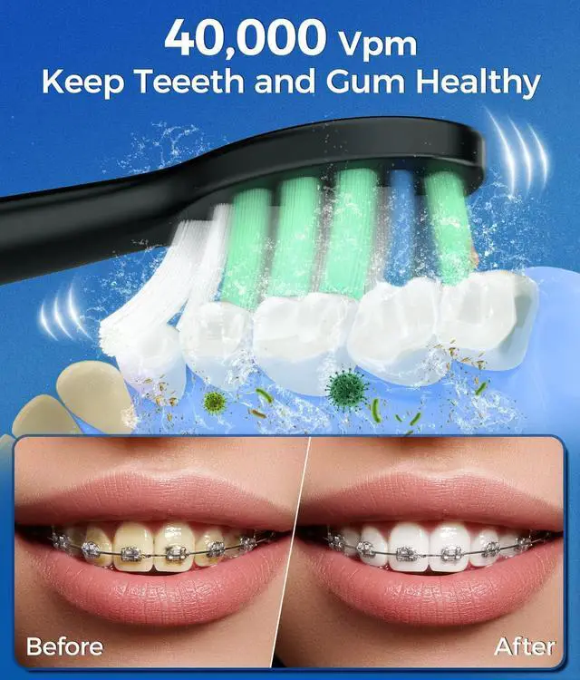 Alt view image 5 of 7 - Electric Toothbrush and Water Flosser,600ML Oral Irrigator Water Flosser with 7 Jet Tips,10 Adjustable Water Pressure,Sonic Electric Toothbrush with 2 Brush Heads,5 Modes(Black)