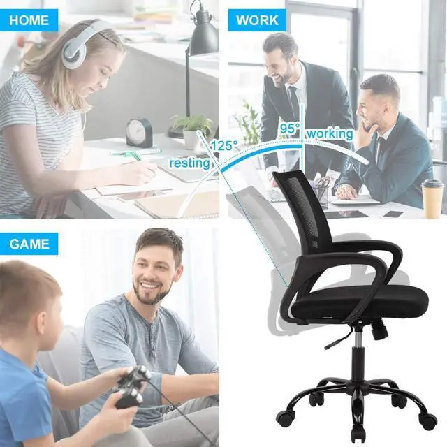 Alt view image 6 of 7 - Ergonomic Mid Back Mesh Office Chair - Lumbar Support, Adjustable, Swivel, Rolling, Pink Desk Chair with Arms for Working & Meeting