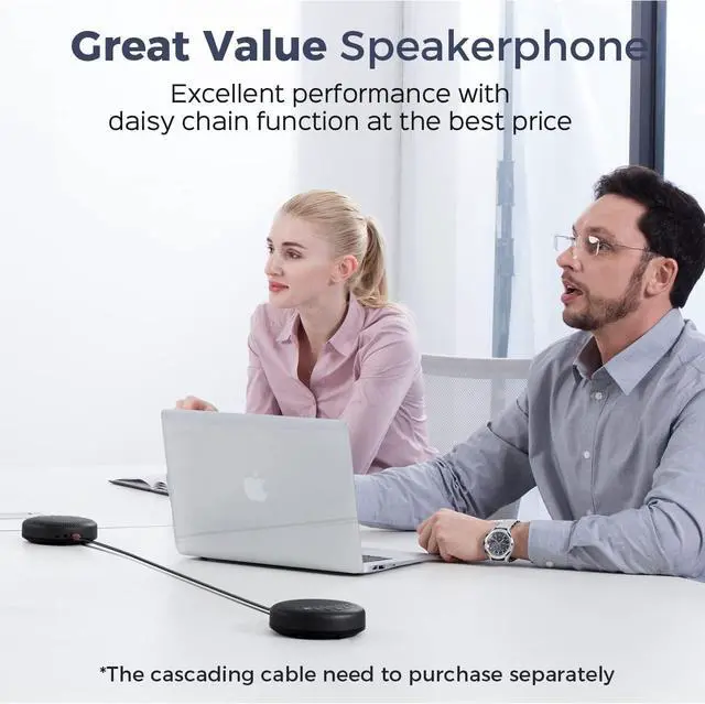 Alt view image 7 of 7 - EMEET Conference Speaker and Microphone Luna 360° Voice Pickup w/Noise Reduction/Mute/Indicator USB Bluetooth Speakerphone w/Dongle for 8 People Daisy Chain for 16 Compatible with Leading Software
