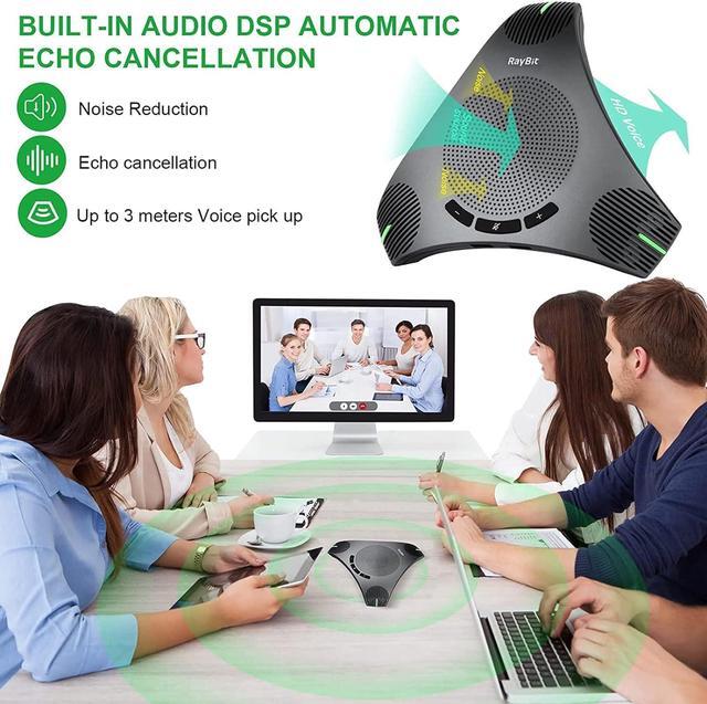 Alt view image 6 of 7 - USB Speakerphone with Dual Hub - Conference Room Omnidirectional Microphone and Speaker, Computer Speakers with Microphone for Home Office, 360° Voice Pickup & Noise Reduction Mics for 8-10 People