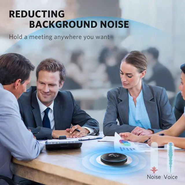 Alt view image 4 of 7 - EMEET Bluetooth Speakerphone M2 Black Conference Speaker for 5-8 People Business Conference 360º Voice Pickup 4 AI Microphone Self-Adaptive Conference Call Speaker Skype USB Speakerphone