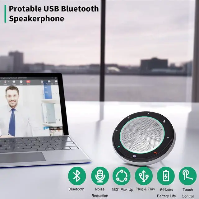 Alt view image 2 of 6 - Yealink CP700 Bluetooth Conference Speaker and Microphone Teams Certified, Portable Wireless/USB-A Speakerphone for Meeting, Softphone, Unified Communications Platforms,360° Voice Pickup,9H Talk Time