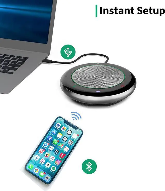 Alt view image 6 of 6 - Yealink CP700 Bluetooth Conference Speaker and Microphone Teams Certified, Portable Wireless/USB-A Speakerphone for Meeting, Softphone, Unified Communications Platforms,360° Voice Pickup,9H Talk Time