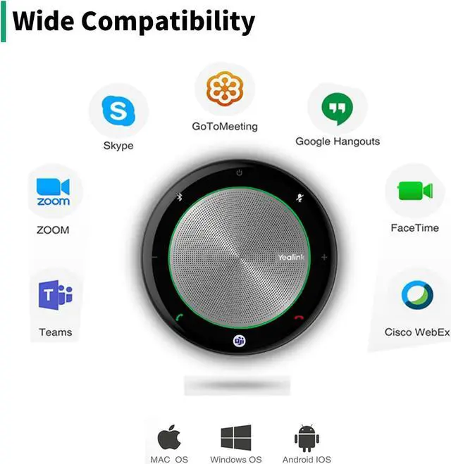 Alt view image 5 of 6 - Yealink CP700 Bluetooth Conference Speaker and Microphone Teams Certified, Portable Wireless/USB-A Speakerphone for Meeting, Softphone, Unified Communications Platforms,360° Voice Pickup,9H Talk Time