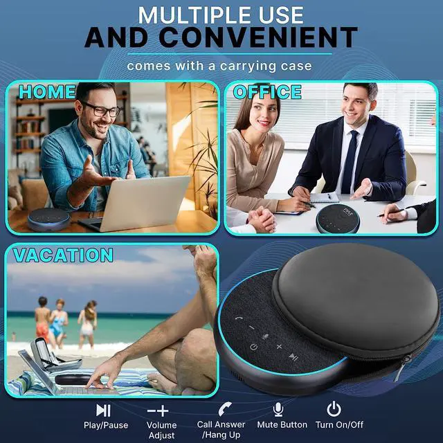 Alt view image 6 of 7 - PyleUsa Conference Speaker Bluetooth Speakerphone - Multipurpose Conference & Streaming Speaker,Noise Canceling Swiss Immersive Crisp Voice Pickup for Office,Travel,Home, w/USB-C,Aux Cables - PSCN42