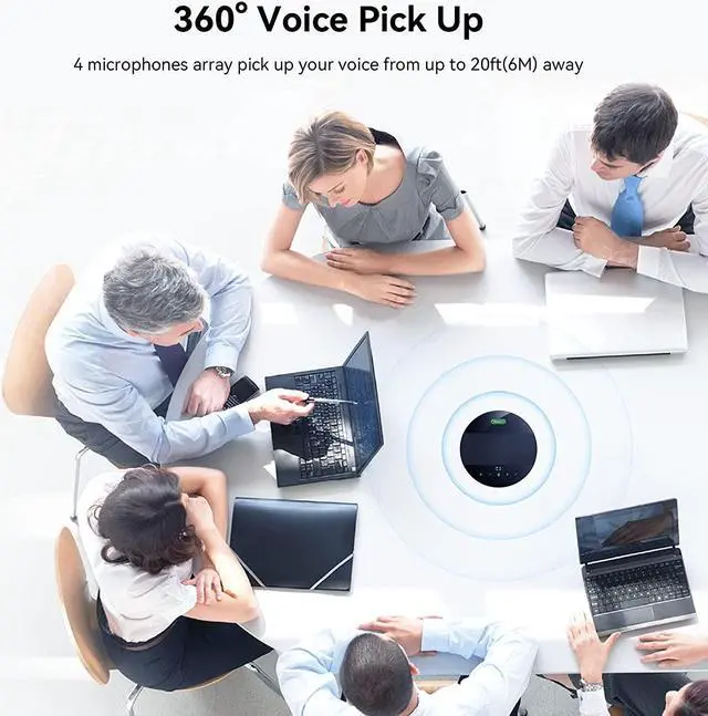 Alt view image 2 of 7 - MagiCall Conference Speaker with Microphone, Bluetooth/Wireless/USB omnidirectional Speakerphone Noise Cancelling Conference Call 360 Pickup for 10~15 People Online Meeting