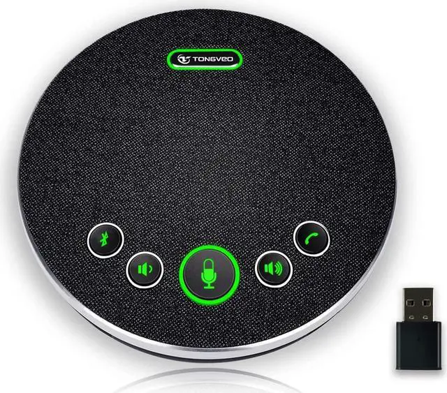 Main image of Bluetooth Speakerphone Conference Microphones, Wireless Speaker 360°Voice Pick up with 4 AI Noise Cancellation Mics USB/Dongle/Bluetooth Connection 8 Hour Call Time for 8-12 People by DT