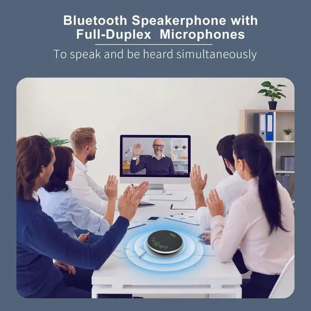 Alt view image 2 of 7 - Bluetooth Speakerphone Conference Microphones, Wireless Speaker 360°Voice Pick up with 4 AI Noise Cancellation Mics USB/Dongle/Bluetooth Connection 8 Hour Call Time for 8-12 People by DT