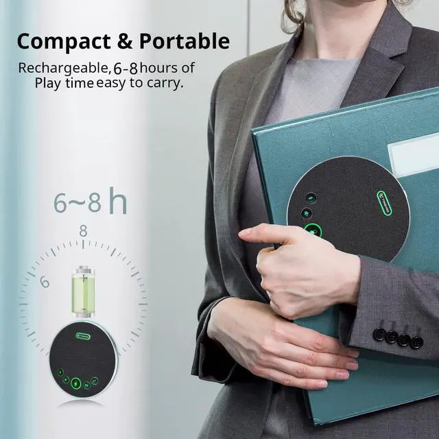 Alt view image 6 of 7 - Bluetooth Speakerphone Conference Microphones, Wireless Speaker 360°Voice Pick up with 4 AI Noise Cancellation Mics USB/Dongle/Bluetooth Connection 8 Hour Call Time for 8-12 People by DT
