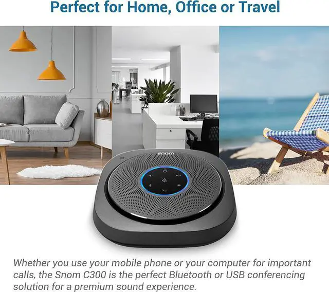 Alt view image 2 of 7 - C300 Bluetooth 5.0 Conference Speakerphone with 6 Mics, 24 hrs Call Time, App Controlled, USB C, Home Office & Small Business, Black