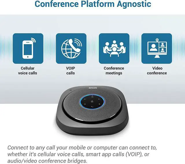 Alt view image 3 of 7 - C300 Bluetooth 5.0 Conference Speakerphone with 6 Mics, 24 hrs Call Time, App Controlled, USB C, Home Office & Small Business, Black
