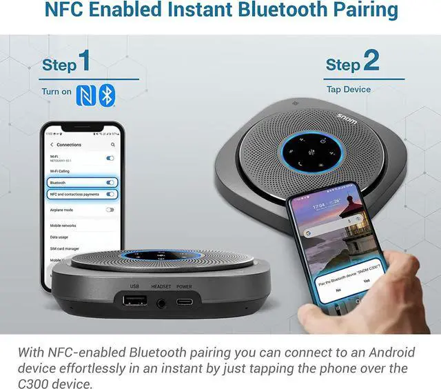 Alt view image 4 of 7 - C300 Bluetooth 5.0 Conference Speakerphone with 6 Mics, 24 hrs Call Time, App Controlled, USB C, Home Office & Small Business, Black