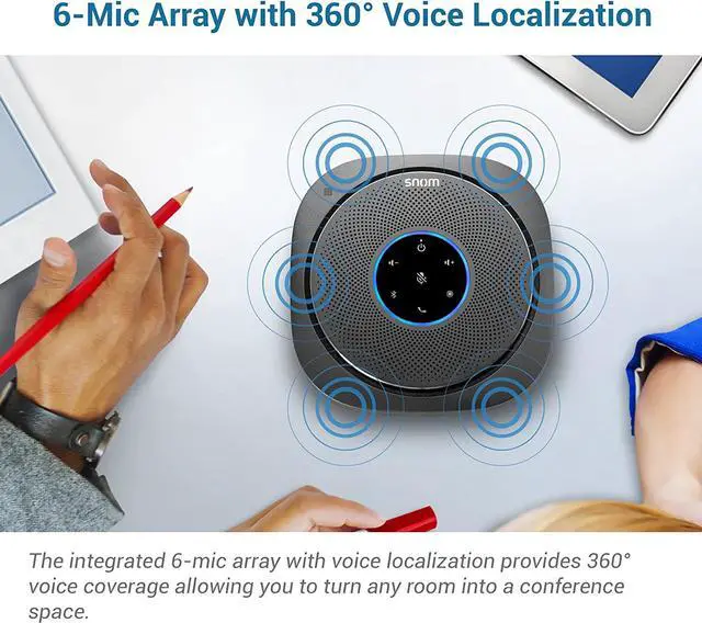 Alt view image 5 of 7 - C300 Bluetooth 5.0 Conference Speakerphone with 6 Mics, 24 hrs Call Time, App Controlled, USB C, Home Office & Small Business, Black