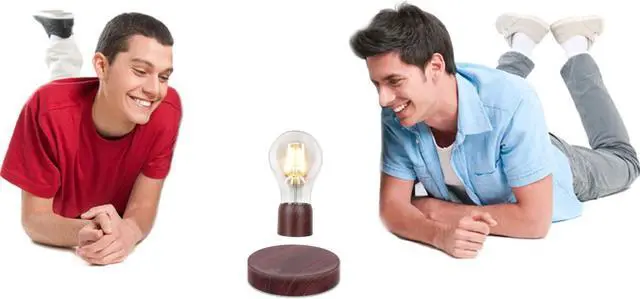 Alt view image 4 of 7 - VGAzer Magnetic Levitating Floating Wireless LED Light Bulb Desk Lamp for Unique Gifts, Room Decor, Night Light, Home Office Decor Desk Tech Toys (Round Wooden Base..)