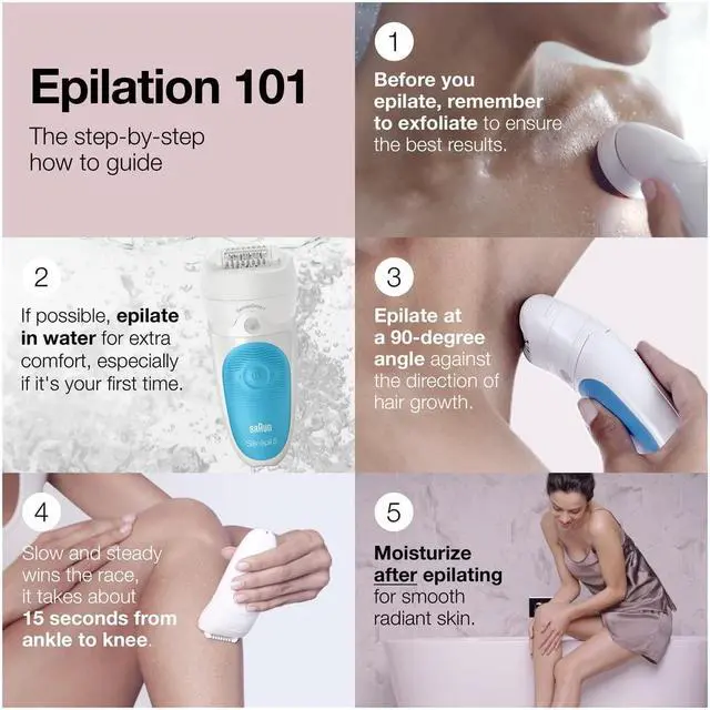 Alt view image 6 of 7 - Braun Epilator Silk-épil 5 5-810, Hair Removal Device, Epilator for Women, Shaver & Bikini Trimmer, Cordless, Rechargeable, Wet & Dry