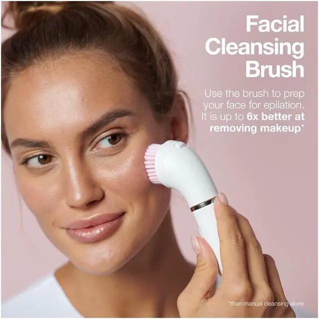 Alt view image 6 of 6 - Braun SE5-895 Epilator, Hair Removal Device, Epilator for Women, Includes Shaver and Facial Cleansing Exfoliator Brush Attachments, Waterproof, Cordless and Rechargeable