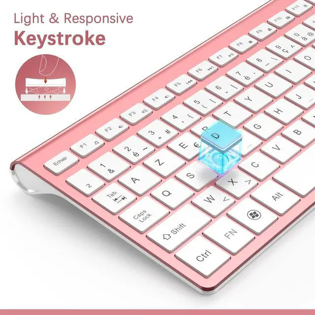 Alt view image 5 of 7 - J JOYACCESS Ergonomic Wireless Keyboard Mouse Combo, Pink Mouse and Keyboard Combo, Typewriter Keyboard Wireless, Portable Wireless Keyboard for Computer/Laptop/Windows/Mac