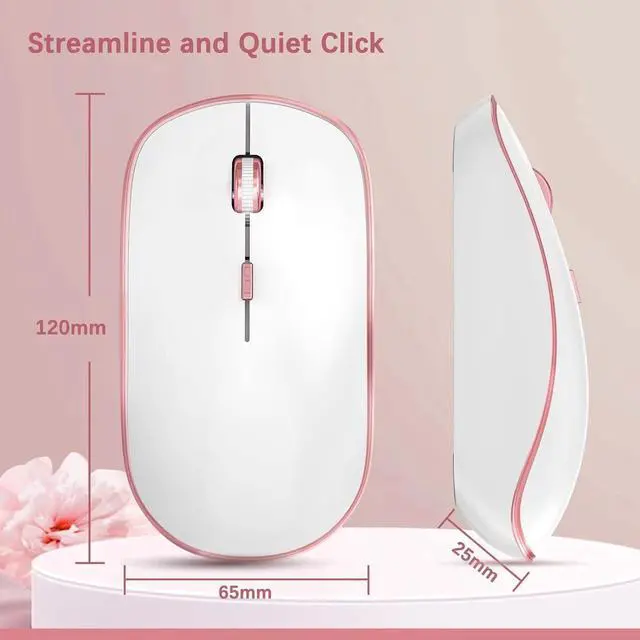 Alt view image 6 of 7 - J JOYACCESS Ergonomic Wireless Keyboard Mouse Combo, Pink Mouse and Keyboard Combo, Typewriter Keyboard Wireless, Portable Wireless Keyboard for Computer/Laptop/Windows/Mac