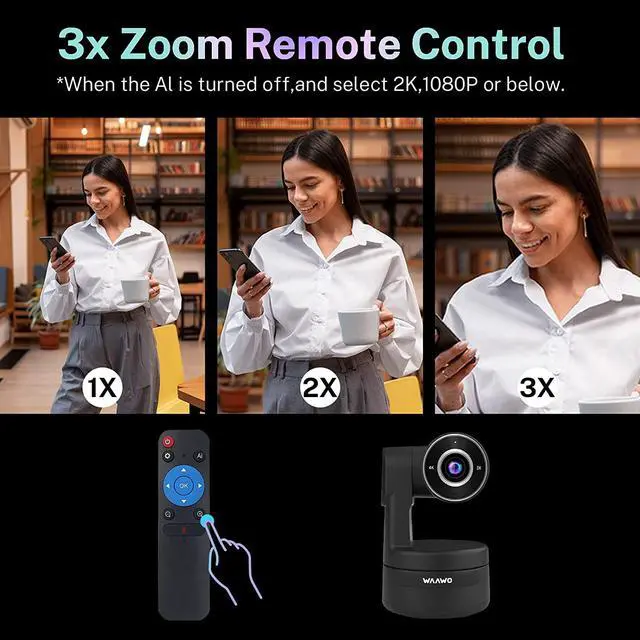 Alt view image 5 of 6 - Zoomable PTZ 4K Webcam, Remote Control, AI-Auto Framing, Plug and Play, USB A/C Camera with Folded Bracket for Desktop, External Tripod