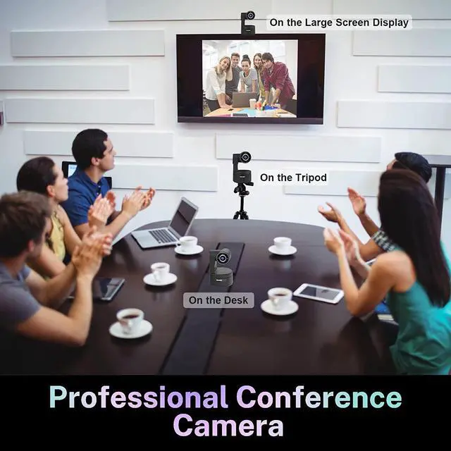 Alt view image 6 of 6 - Zoomable PTZ 4K Webcam, Remote Control, AI-Auto Framing, Plug and Play, USB A/C Camera with Folded Bracket for Desktop, External Tripod